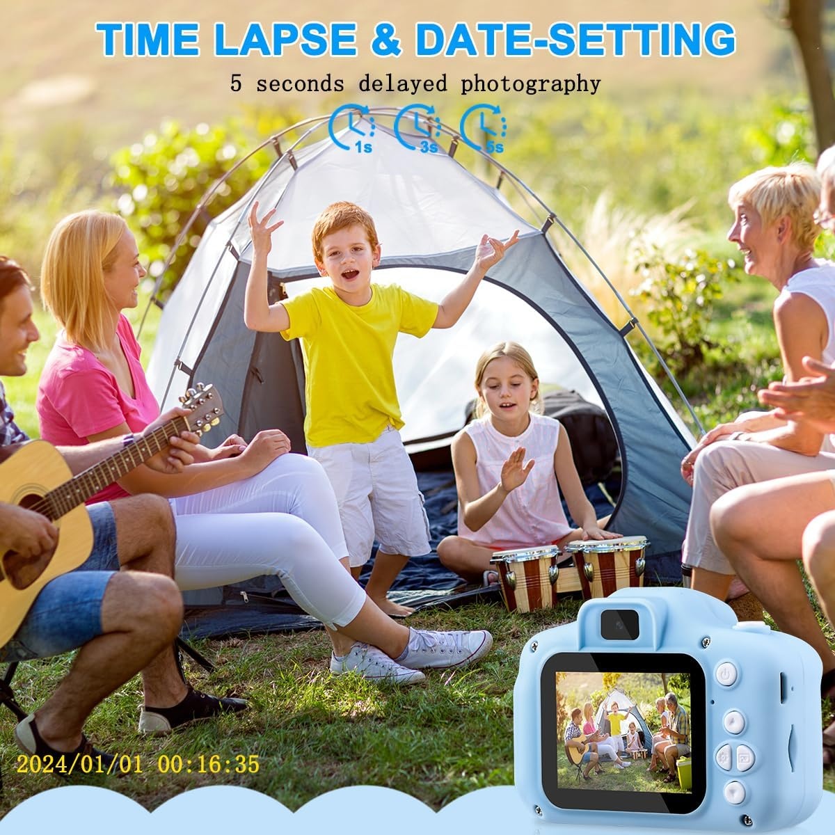 Digitale Kinderkamera 1080p, 32GB, blau - bis zu 34% günstiger!