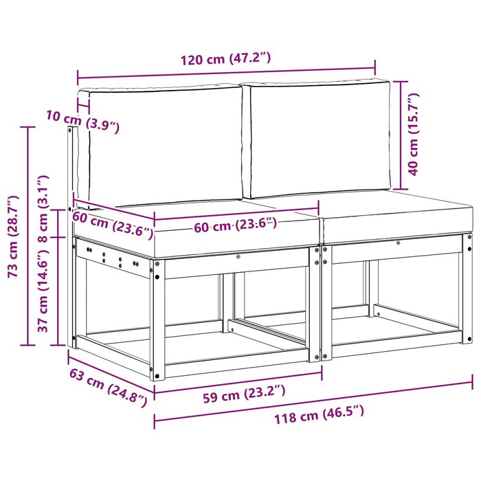 Vidaxl Garten-Mittelsofa Set 2-tlg. aus Akazie | Bis zu 37% Rabatt