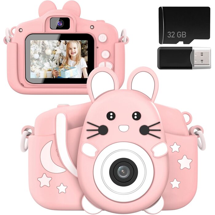 Digitale Kinderkamera 20MP 1080P - Pink, inkl. 32GB SD-Karte - bis zu 35% Rabatt