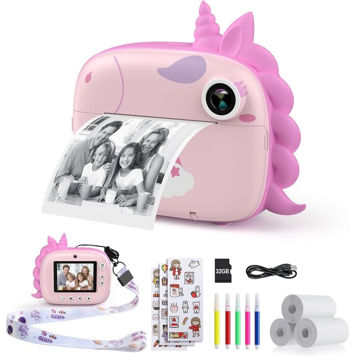 Sofortbildkamera für Kinder Rosa - 12 MP & 32GB - bis zu 40% günstiger