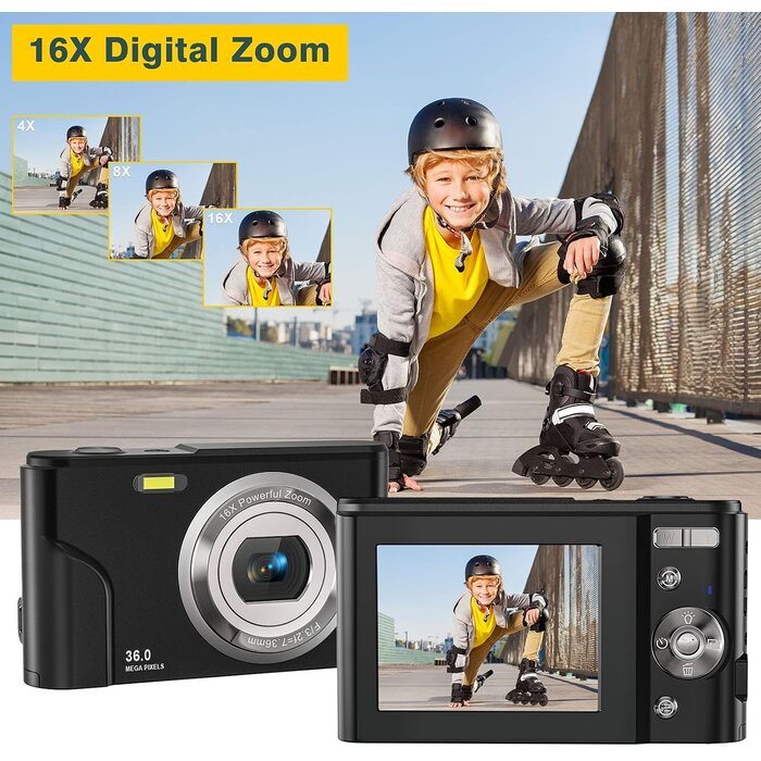 Digitale Kompaktkamera für Einsteiger - 36 MP & FHD | Jetzt bis zu 36% sparen