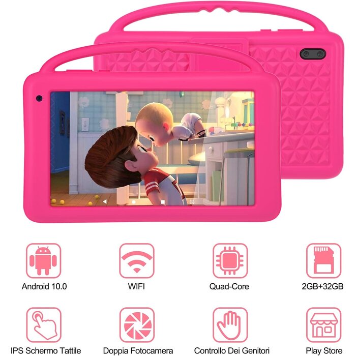 Kinder Tablet 7 Zoll Android 10.0 - Rosa - Outlet bis zu 41% sparen