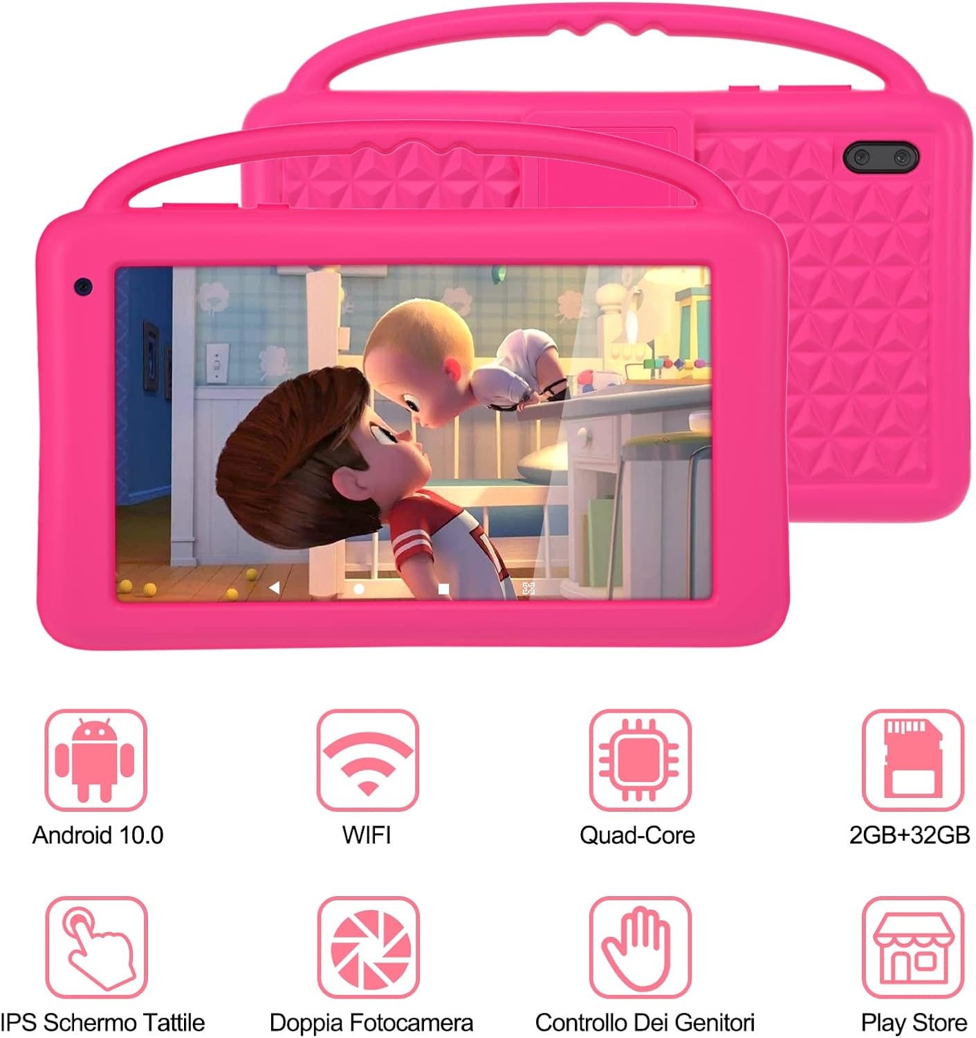 Kinder Tablet 7 Zoll Android 10.0 - Rosa - Outlet bis zu 41% sparen