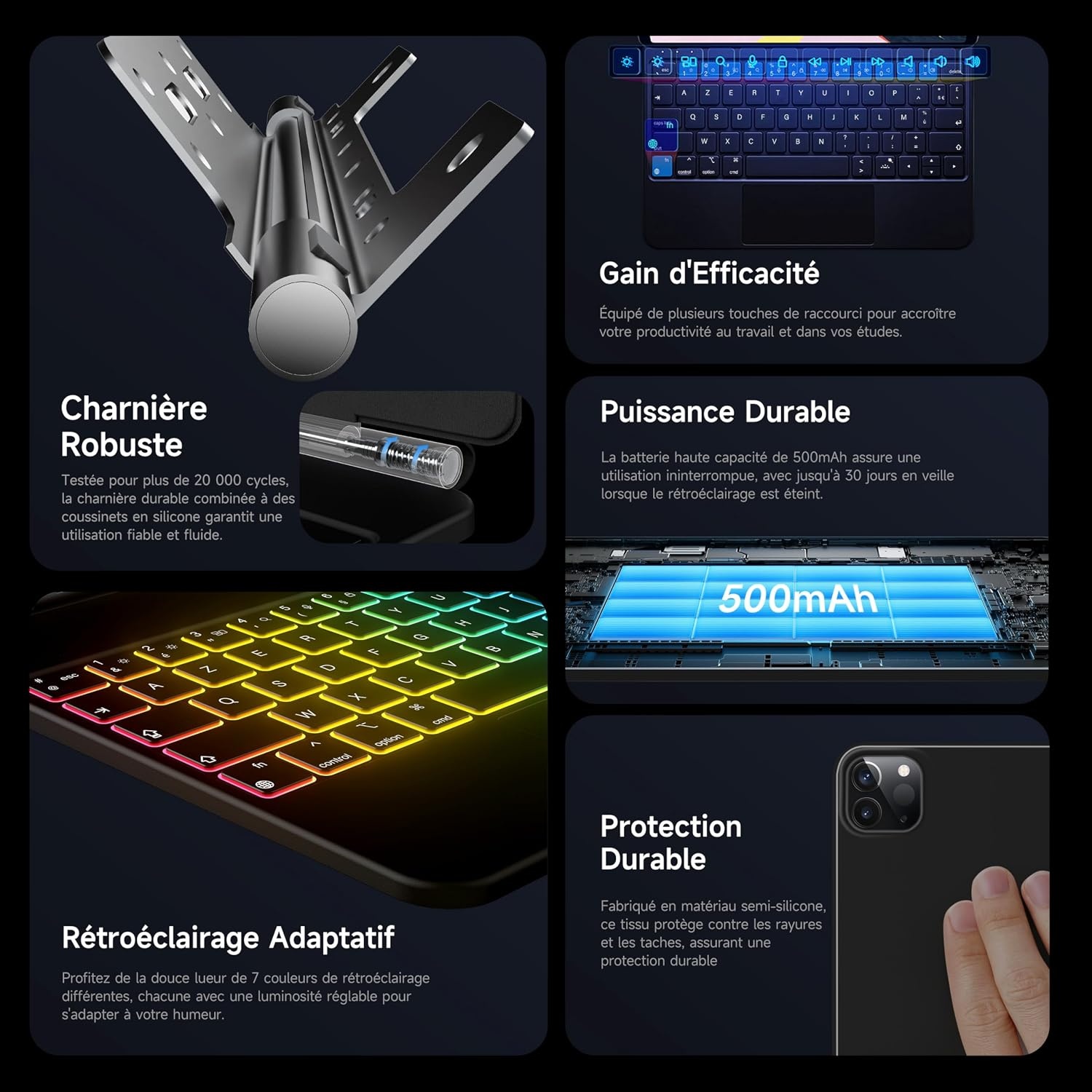 Hou iPad Pro 13 Zoll (M4) Tastatur AZERTY - Schwarz | Bis zu 30% Rabatt