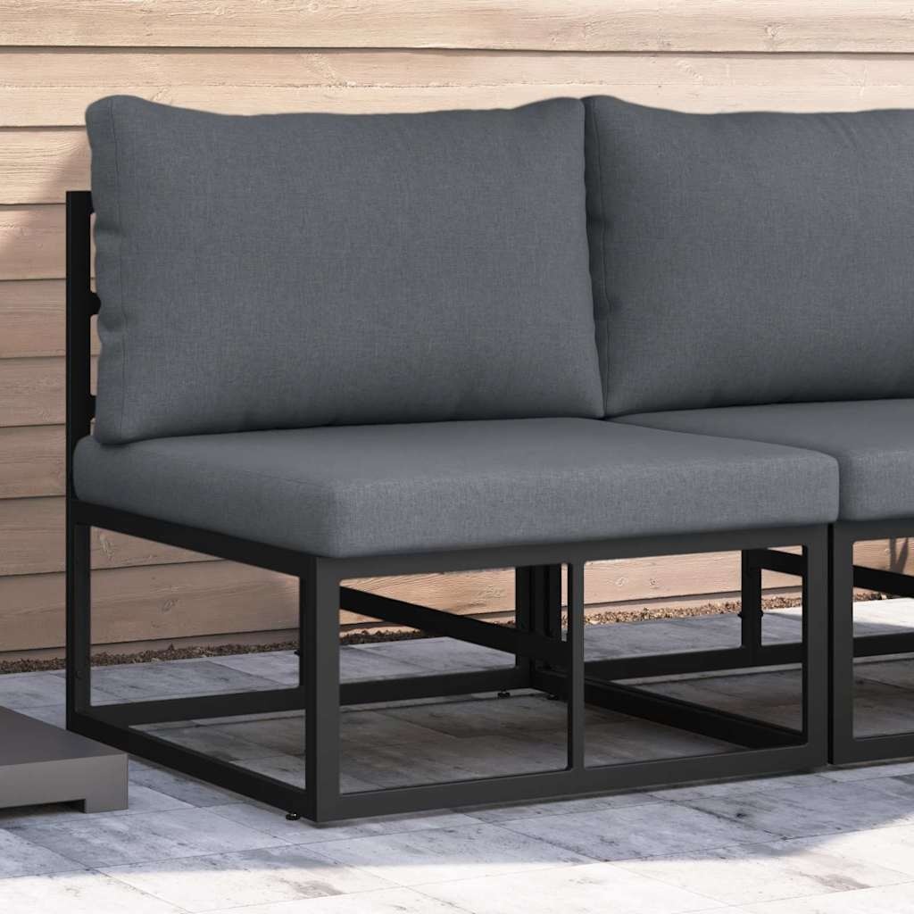 Vidaxl Modernes Garten-Mittelsofa aus Aluminium, Schwarz - jetzt bis zu 52% sparen