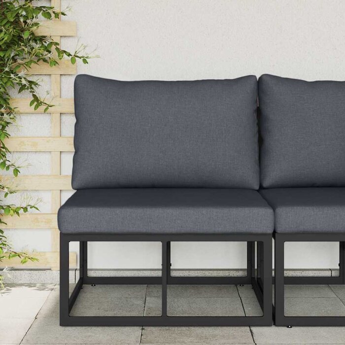 Vidaxl Modernes Garten-Mittelsofa aus Aluminium, Schwarz - jetzt bis zu 52% sparen