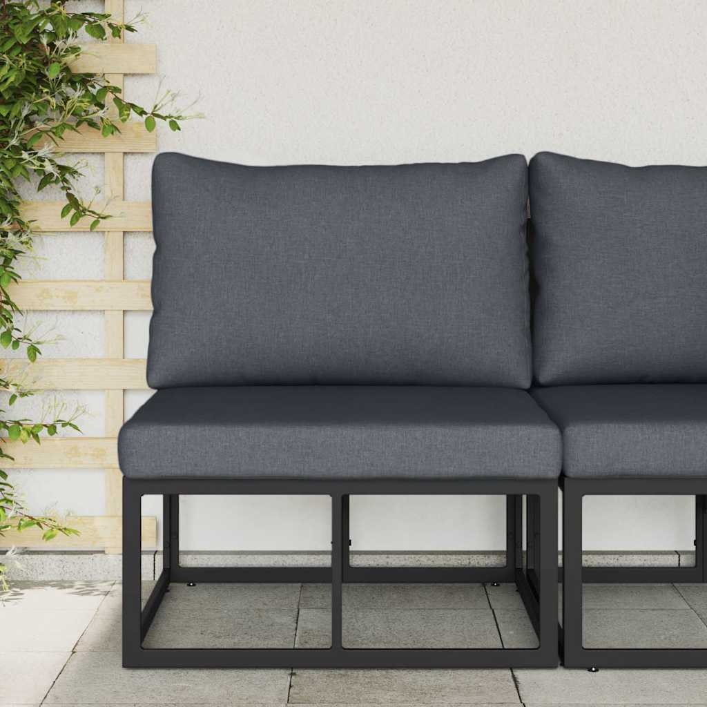 Vidaxl Modernes Garten-Mittelsofa aus Aluminium, Schwarz - jetzt bis zu 52% sparen