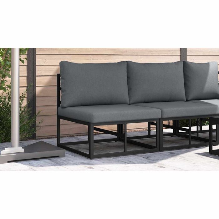 Vidaxl Modernes Garten-Mittelsofa aus Aluminium, Schwarz - jetzt bis zu 52% sparen