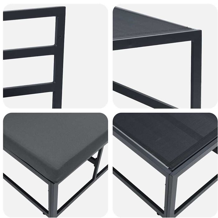 Vidaxl Modernes Garten-Mittelsofa aus Aluminium, Schwarz - jetzt bis zu 52% sparen