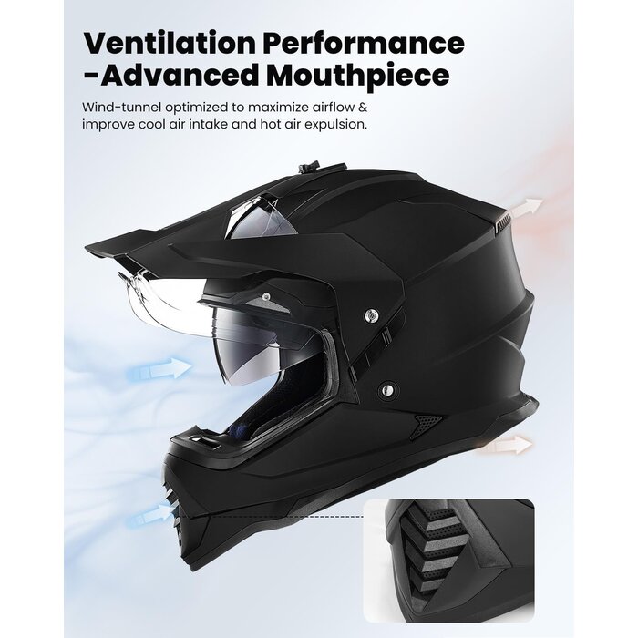 Dual-Sport Adventure Helm | Mattschwarz | Größe M | bis zu 36% Rabatt