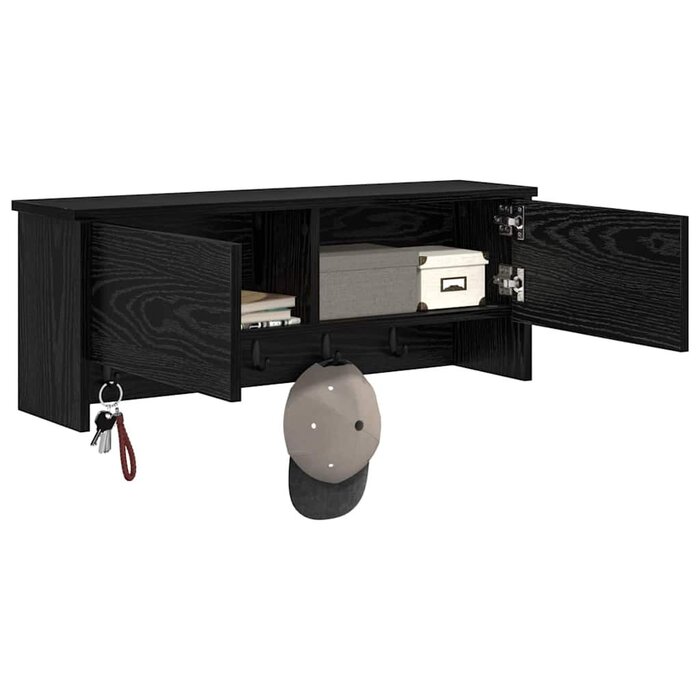 Vidaxl Wandgarderobe mit Ablage, Schwarz-Eiche Optik, 80x20x30 cm - bis zu 40% Rabatt