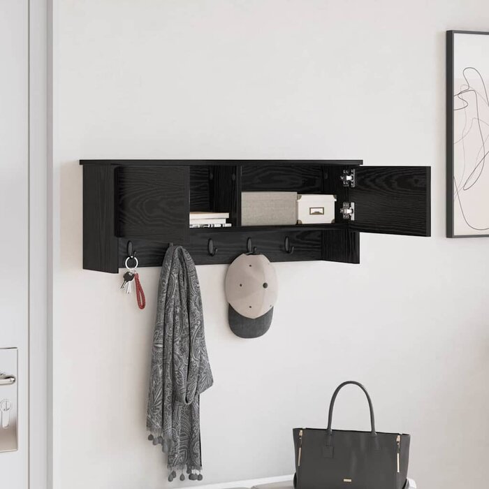 Vidaxl Wandgarderobe mit Ablage, Schwarz-Eiche Optik, 80x20x30 cm - bis zu 40% Rabatt