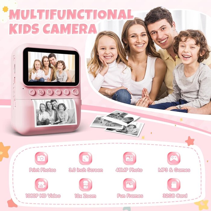 Digitale Kinder-Sofortbildkamera 48MP - Pink - Sparen Sie bis zu 39%