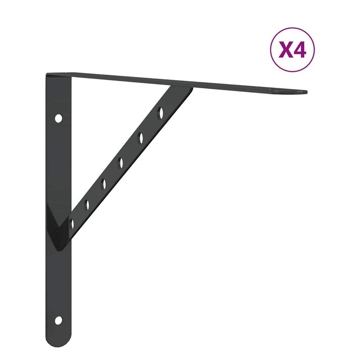 Vidaxl 4er Set Regalträger Edelstahl Schwarz 40x25cm - Jetzt bis zu 33% sparen