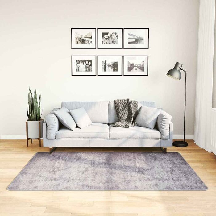 Vidaxl Waschbarer Velours-Teppich 120x180 cm Grau - jetzt bis zu 39% sparen
