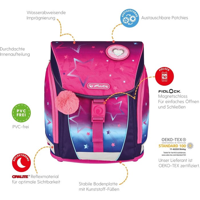 Schulrucksack für Kinder mit Sternen-Motiv Pink - bis zu 37% sparen