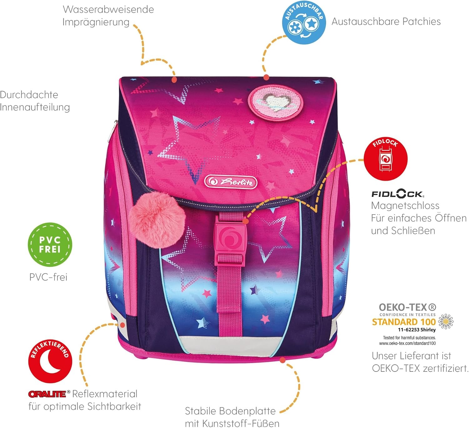 Schulrucksack für Kinder mit Sternen-Motiv Pink - bis zu 37% sparen