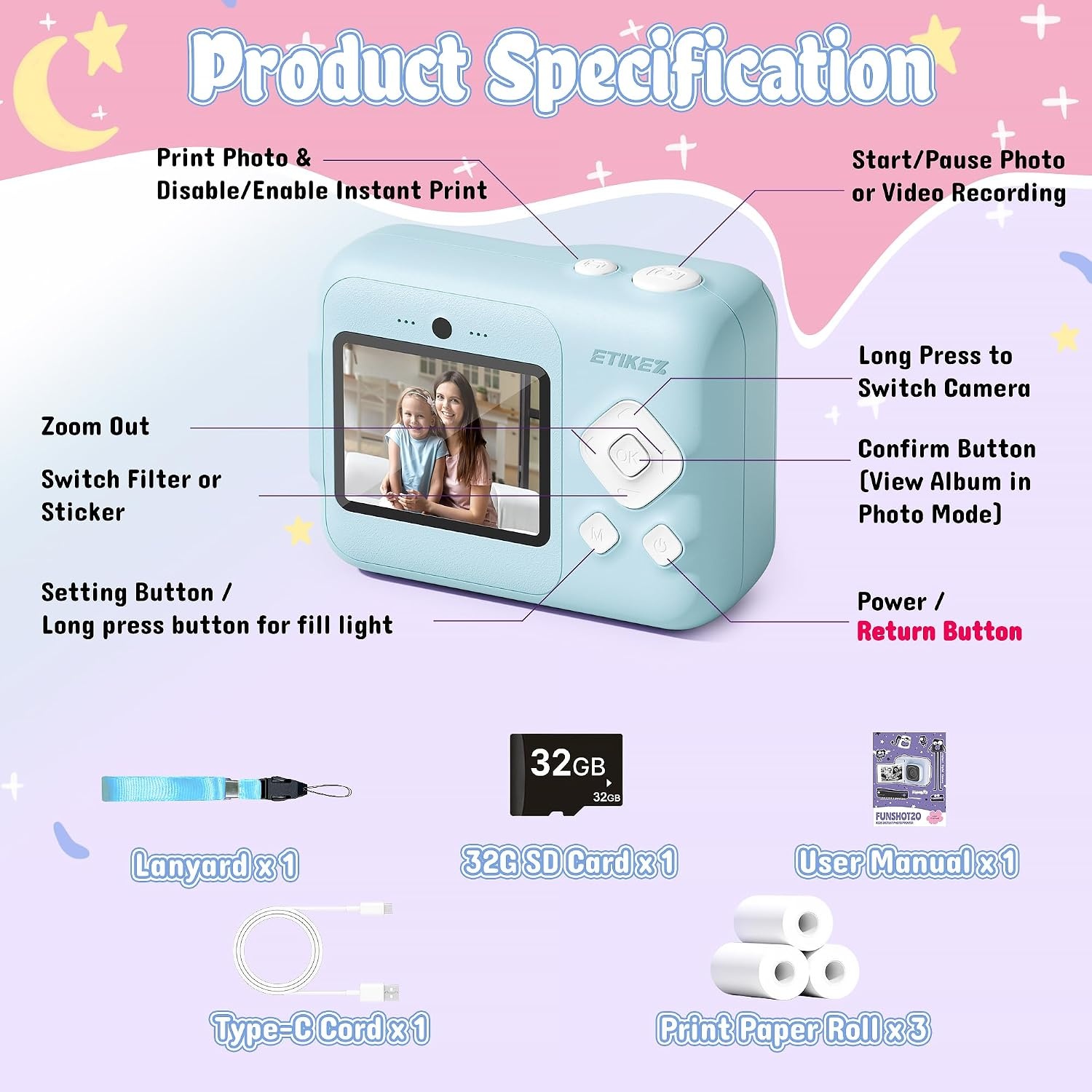 Sofortbildkamera für Kinder - 1080P, Thermodruck & 32GB - bis zu 38% Rabatt