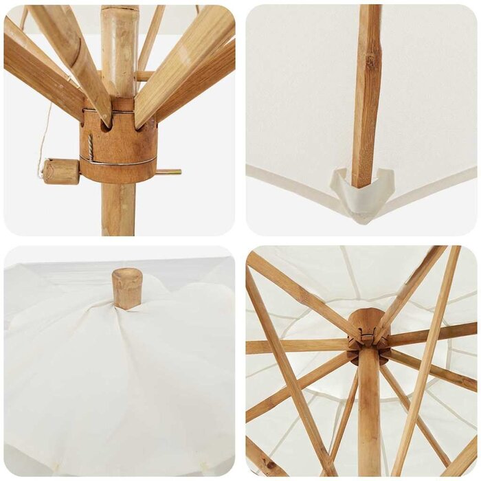 Vidaxl Quadratischer Sonnenschirm Bambus Creme 150x150cm - bis zu 42% sparen