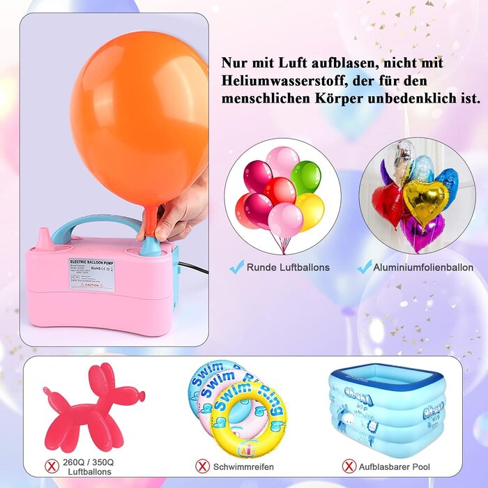 Elektrische Ballonpumpe 400W in Pink - jetzt bis zu 33% günstiger sparen