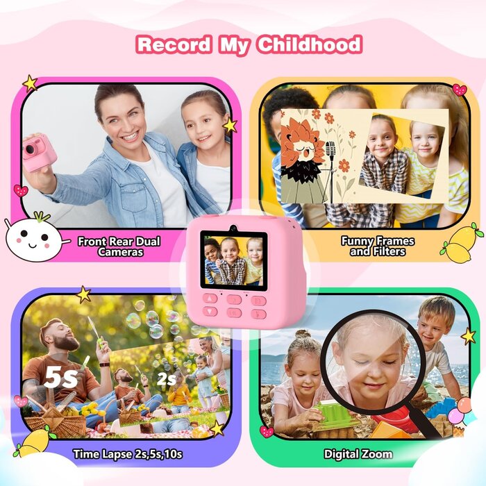Digitale Kinder-Sofortbildkamera mit 1080P - Rosa - bis zu 37% sparen