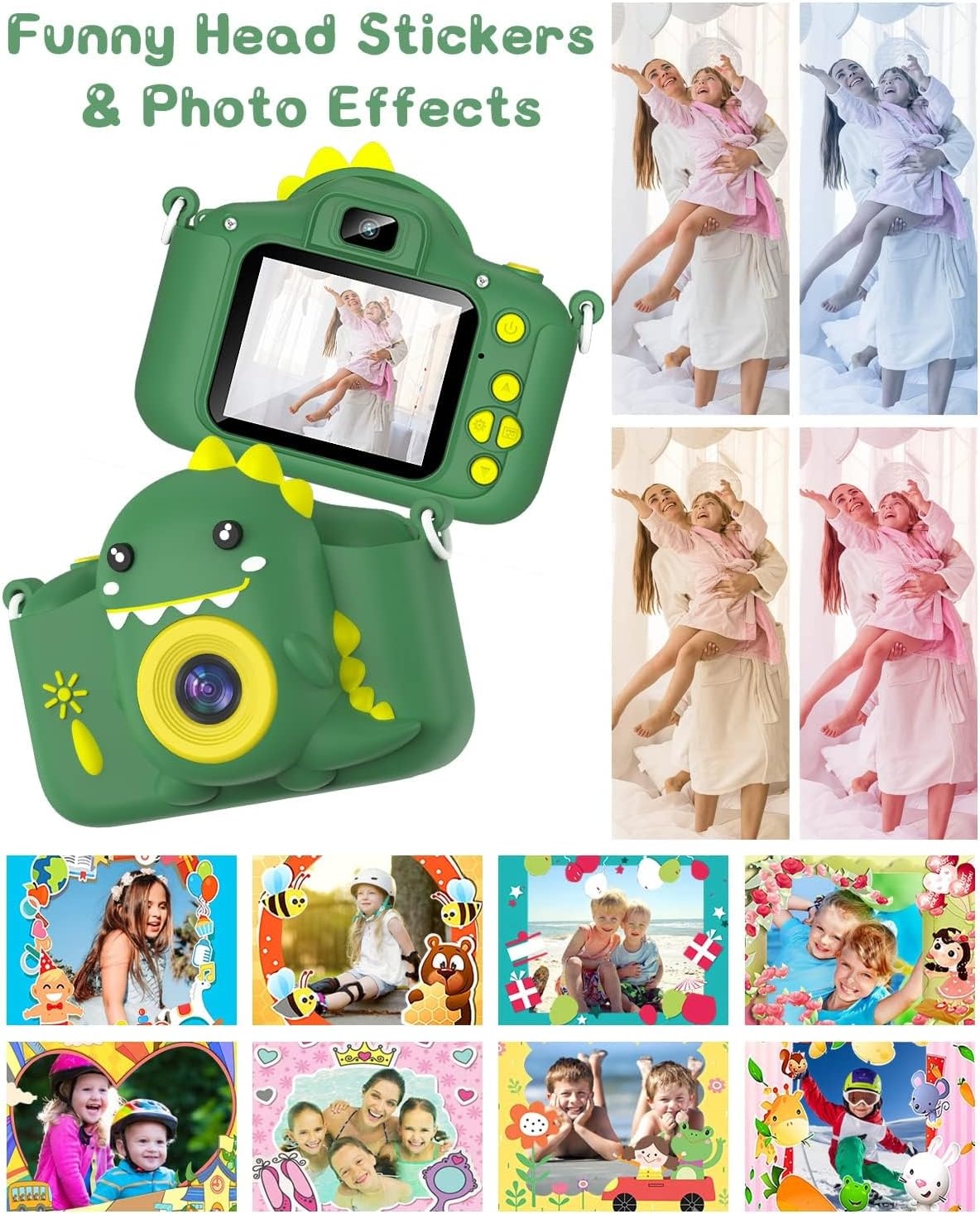 Kinder-Digitalkamera Dino-Grün 20MP bis zu 38% sparen