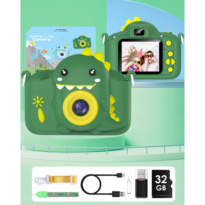 Kinder-Digitalkamera Dino-Grün 20MP bis zu 38% sparen