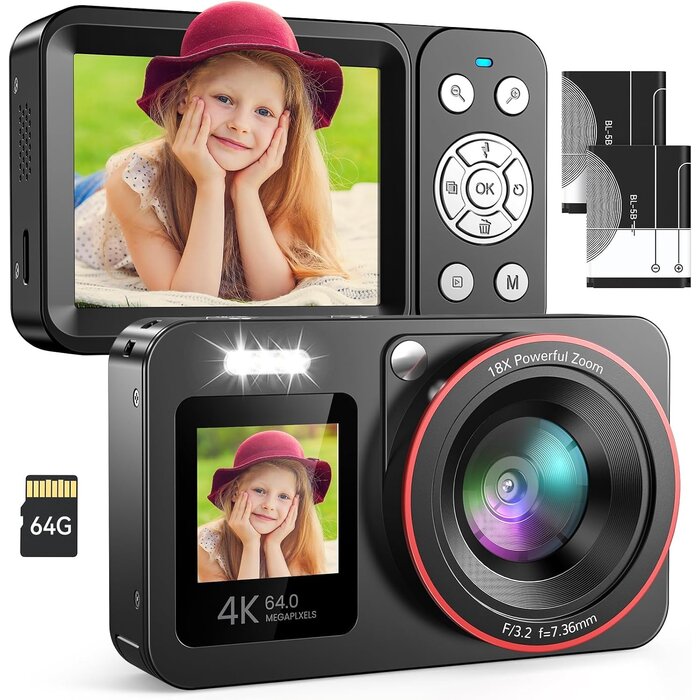 4K Digitalkamera 64MP mit Doppel-Display - Outlet-Deal: bis zu 40% Rabatt