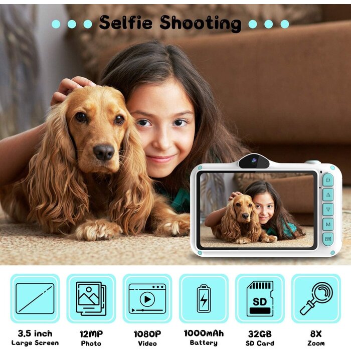 Kinder-Digitalkamera mit 3,5 Zoll Display & HD-Video - bis zu 39% sparen