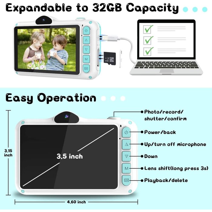 Kinder-Digitalkamera mit 3,5 Zoll Display & HD-Video - bis zu 39% sparen