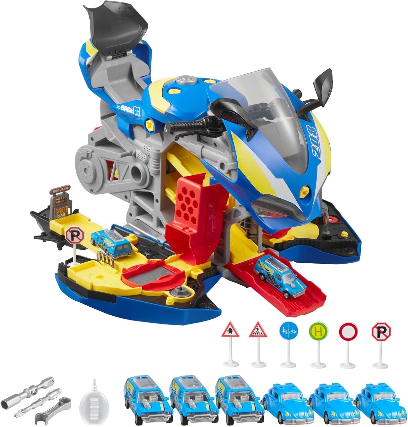 Vevor Motorrad Spielzeug-Werkstatt 6-in-1 Set - Blau - bis zu 39% Rabatt
