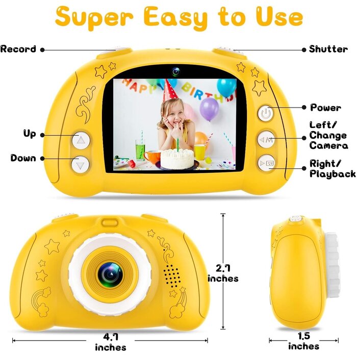 Digitale Kinderkamera Rosa - 12 MP & 32 GB Speicher - bis zu 38% Rabatt