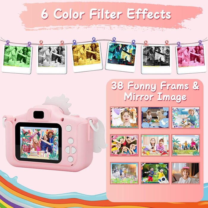 Digitale Kinderkamera 12MP mit 2 Zoll Display - Rosa - bis zu 37% Rabatt