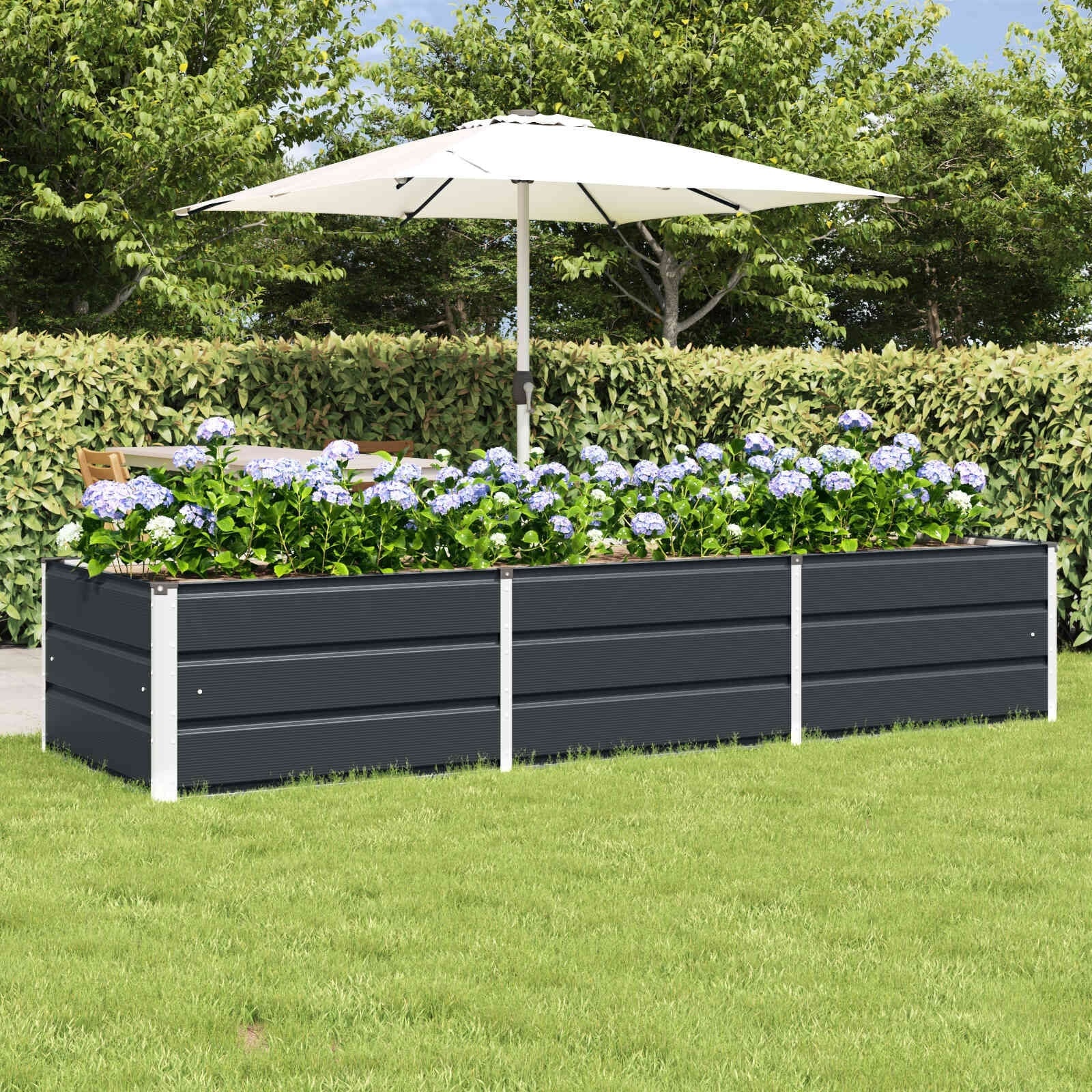 Vidaxl Großer Pflanzkübel aus Stahl, Anthrazit, 240x80x45 cm - bis zu 41% sparen