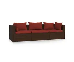 Vidaxl Modulares 3-Sitzer Gartensofa Poly-Rattan Braun - Bis zu 44% Rabatt
