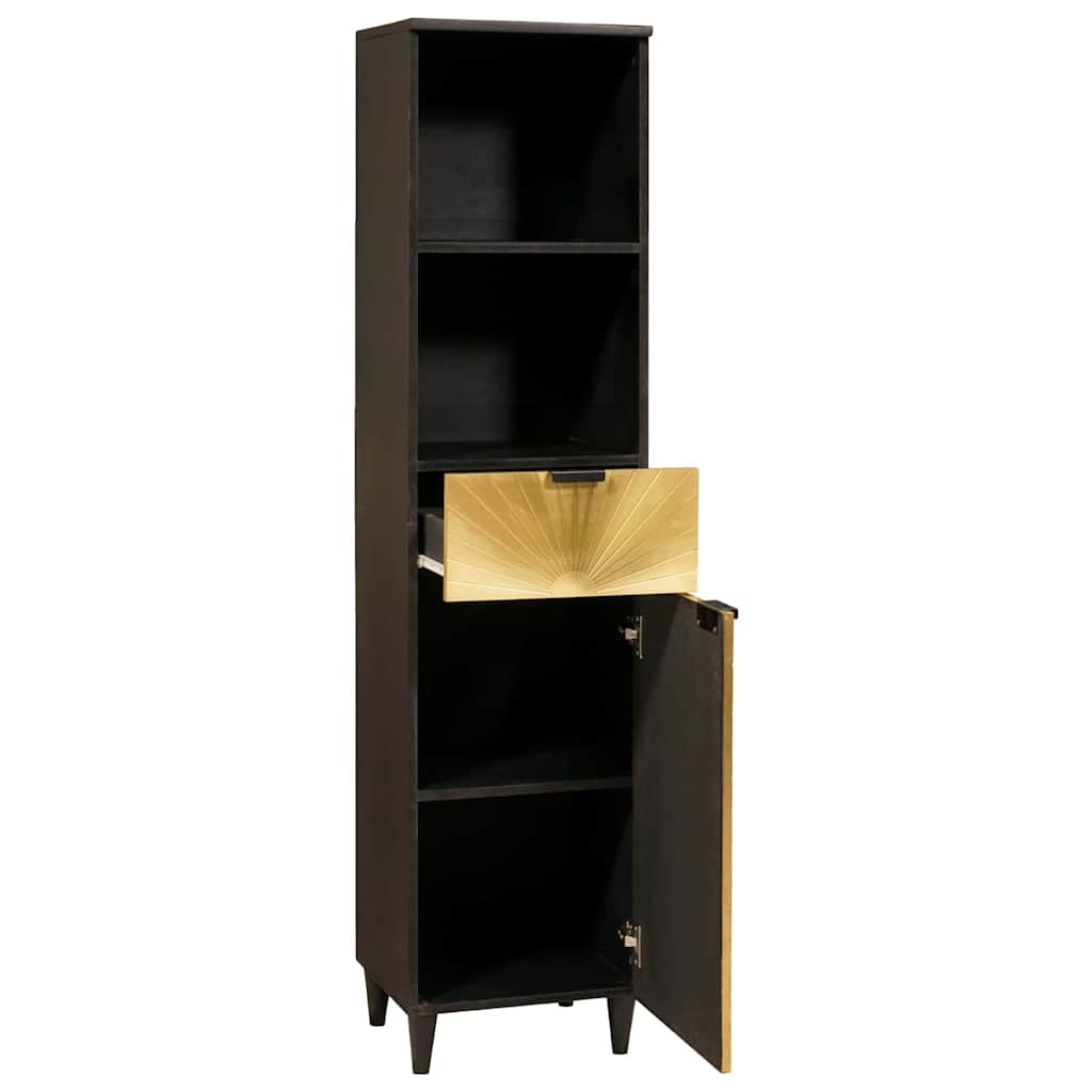 Vidaxl Badezimmerschrank Massivholz Schwarz/Gold - bis zu 60% Rabatt