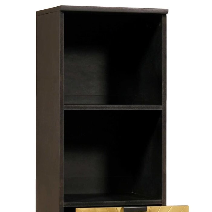 Vidaxl Badezimmerschrank Massivholz Schwarz/Gold - bis zu 60% Rabatt