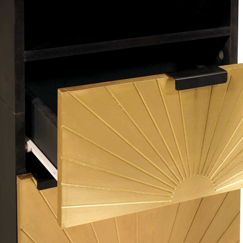 Vidaxl Badezimmerschrank Massivholz Schwarz/Gold - bis zu 60% Rabatt