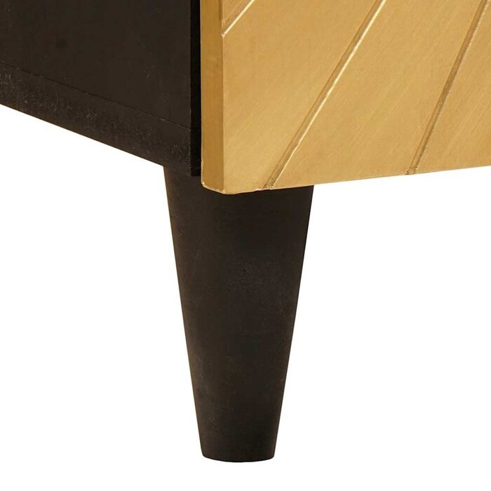 Vidaxl Badezimmerschrank Massivholz Schwarz/Gold - bis zu 60% Rabatt