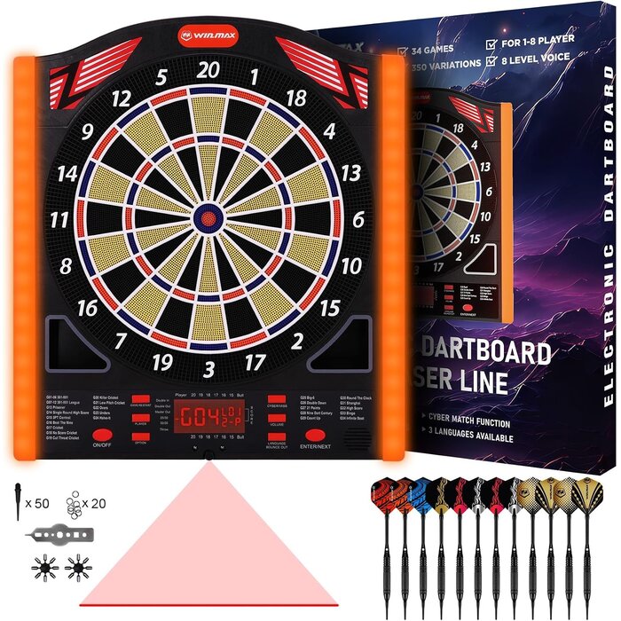 Elektronische Dartscheibe bis 8 Spieler mit Laser-Linie - bis zu 40% sparen