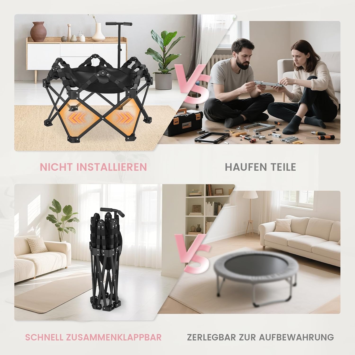 Fitnesstrampolin 106,5 cm - Klappbar & Verstellbar - Jetzt bis zu 35% Rabatt