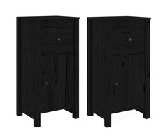 Vidaxl Massivholz Beistellschrank-Set, 2-tlg., Kiefer, Schwarz - bis zu 40% sparen