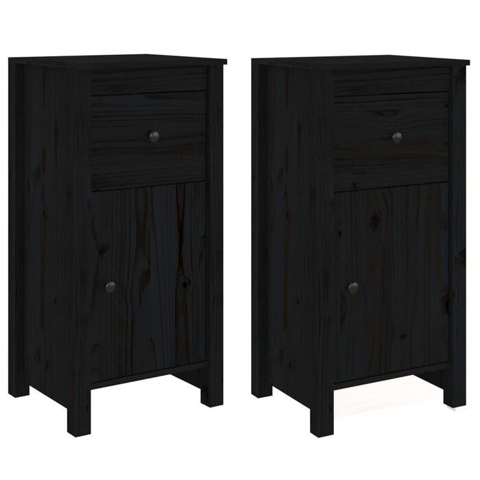 Vidaxl Massivholz Beistellschrank-Set, 2-tlg., Kiefer, Schwarz - bis zu 40% sparen