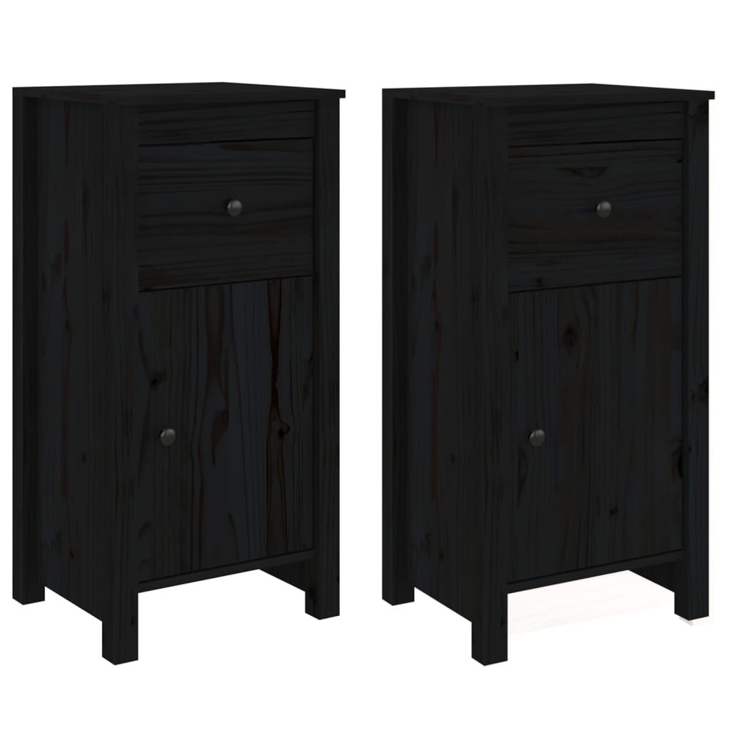 Vidaxl Massivholz Beistellschrank-Set, 2-tlg., Kiefer, Schwarz - bis zu 40% sparen