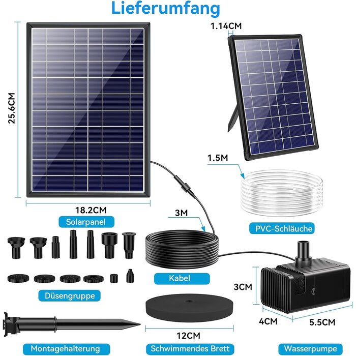 Amazon Solar-Springbrunnen 8W mit 3600mAh Akku - bis zu 29% Rabatt