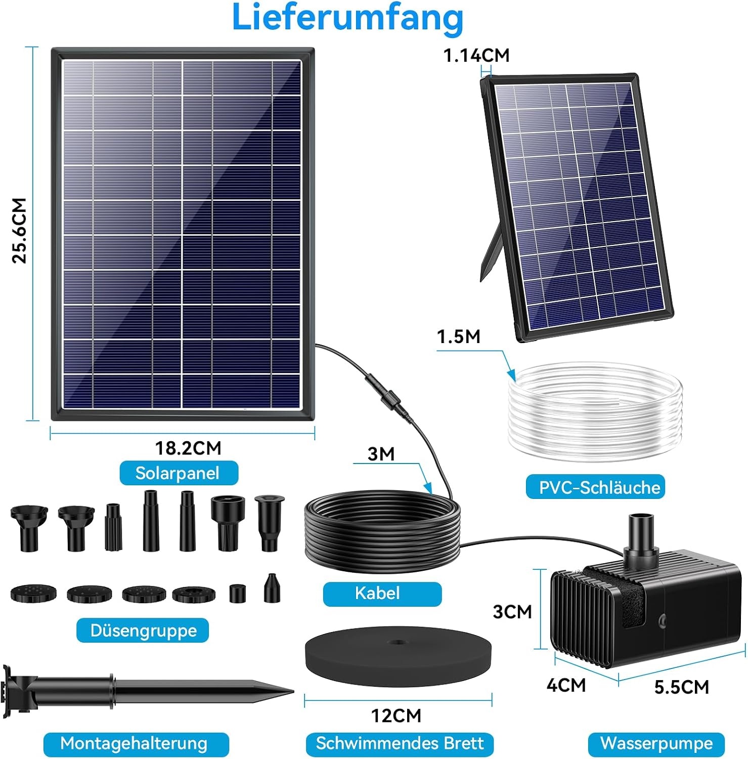 Amazon Solar-Springbrunnen 8W mit 3600mAh Akku - bis zu 29% Rabatt
