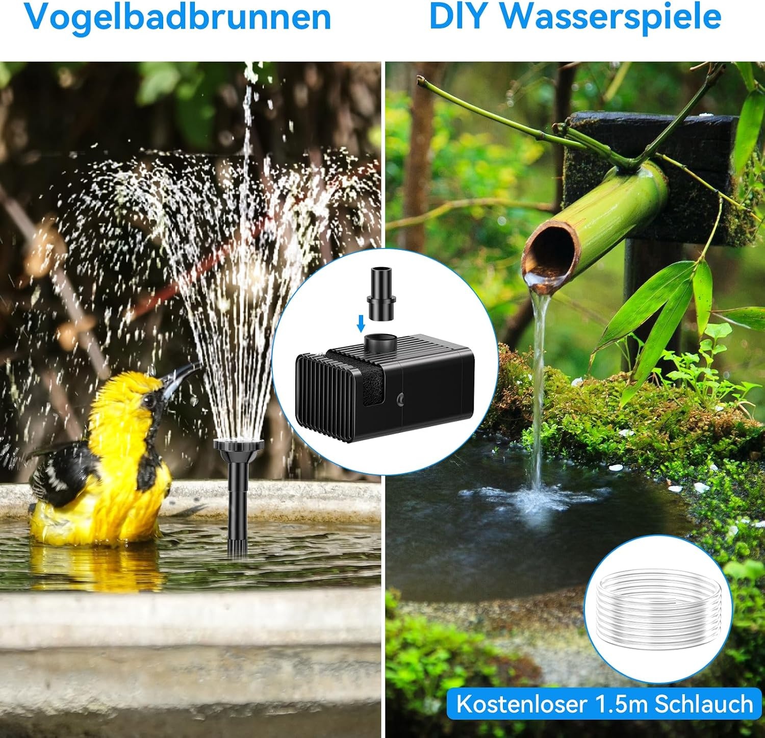 Amazon Solar-Springbrunnen 8W mit 3600mAh Akku - bis zu 29% Rabatt