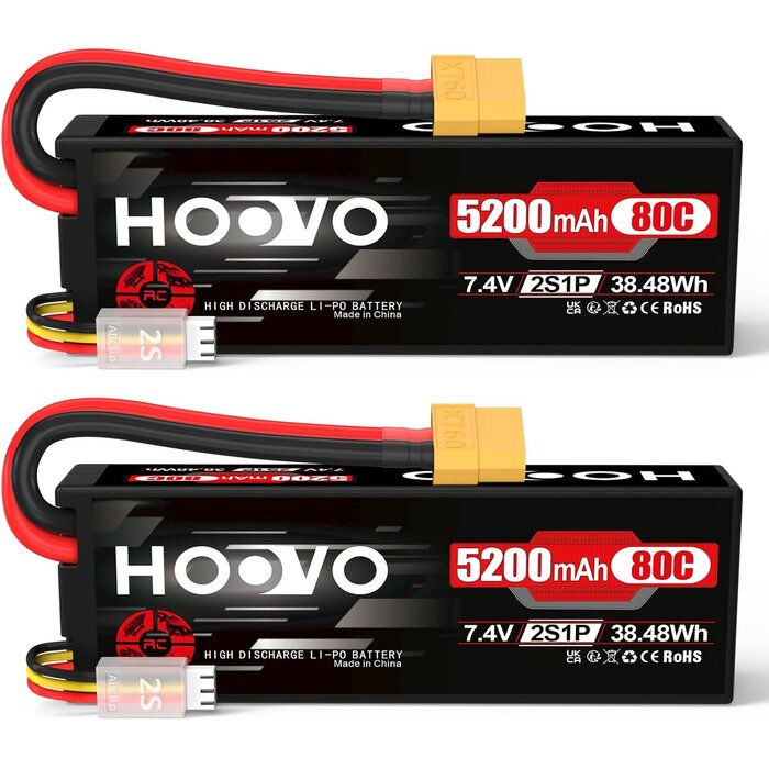 Amazon 2er Set 2S LiPo RC-Akkus 7,4V 5200mAh 80C Hardcase - bis zu 28% sparen