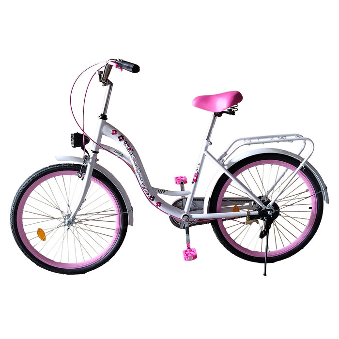 Viking Choice Mädchenfahrrad 24 Zoll, weiß-rosa, Stahlrahmen - Jetzt bis zu 46% sparen