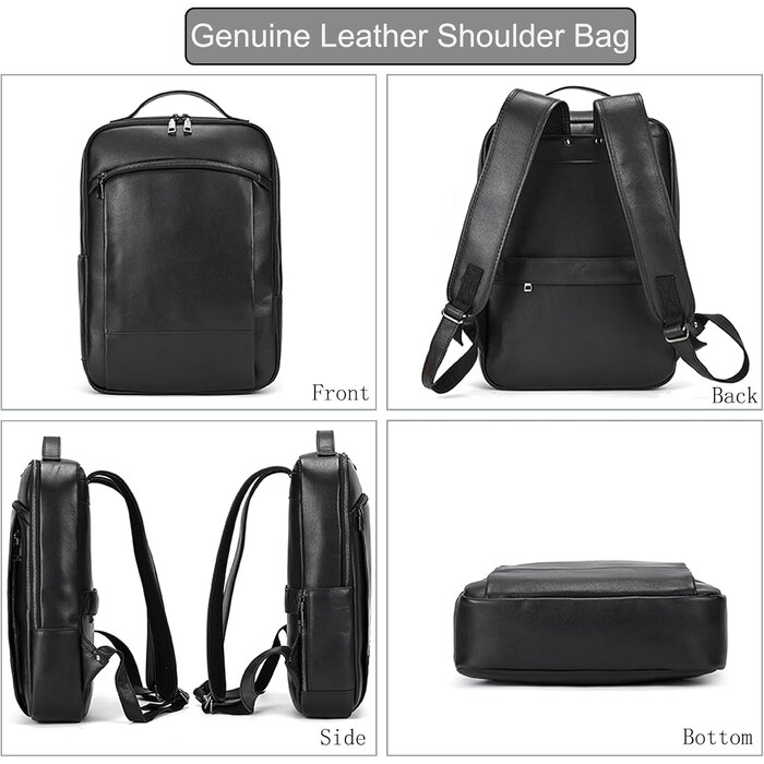 Eleganter Lederrucksack für Laptop - Schwarz - bis zu 42% Rabatt